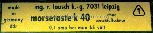 Morsetaste K40; Lausch, Rudolf, KG; (ID = 2905176) Morse+TTY