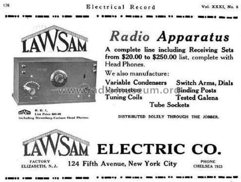 Radio Receiving Set R.D.7; Lawsam Electric (ID = 1246839) Radio