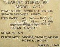 A-71; Lear Jet Stereo 8; (ID = 613574) Car Radio