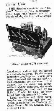 Elpico RF/716; Elpico Brand, Lee (ID = 1870575) Radio