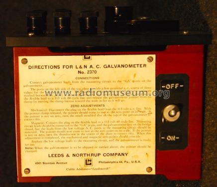 Galvanometer 2370 ; Leeds & Northrup; (ID = 1741232) Equipment