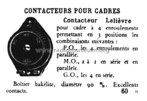 Contacteur pour cadre ; Lelièvre et Cie, (ID = 1917715) Misc