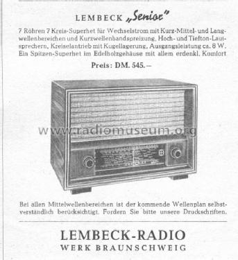 Senior LS770W; Lembeck & Co.Lembeck (ID = 33480) Radio