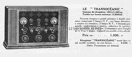 Transoceanic ; Lemouzy; Paris (ID = 721910) Radio