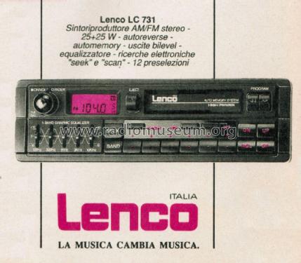 Sintoriproduttore AM/FM Stereo LC 731; Lenco Italiana; (ID = 2709724) Car Radio