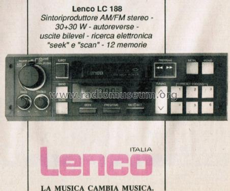 Sintoriproduttore AM/FM Stereo LC 188; Lenco Italiana; (ID = 2726366) Autoradio