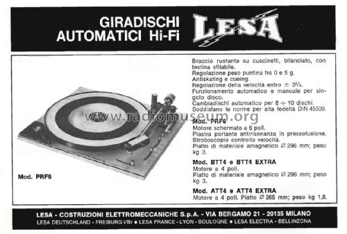 Giradischi Automatico PRF6; LESA ; Milano (ID = 3075054) R-Player