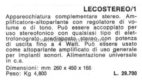 Lecostereo/1 ; LESA ; Milano (ID = 2664394) Parlante