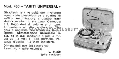 Lesaphon Tahiti Universal 450 ; LESA ; Milano (ID = 2664372) R-Player