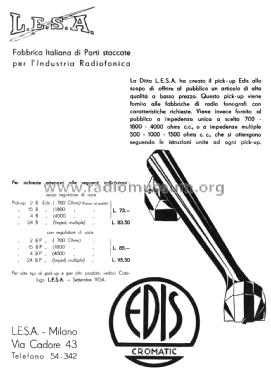 Pick-Up Edis 2B, 2BP, 4B, 4BP, 15B, 15BP, 24B, 24BP; LESA ; Milano (ID = 2664568) Microphone/PU