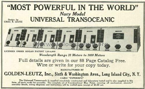 Universal Transoceanic Silver Ghost; Leutz, C.R., Inc. (ID = 515512) Radio