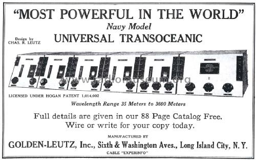 Universal Transoceanic Silver Ghost; Leutz, C.R., Inc. (ID = 1553723) Radio