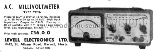 Transistor AC Millivoltmeter TM2A; Levell Electronics (ID = 2755849) Equipment