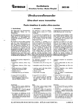 Ultrakurzwellensender 58200; Leybold; Deutschland (ID = 2534170) teaching