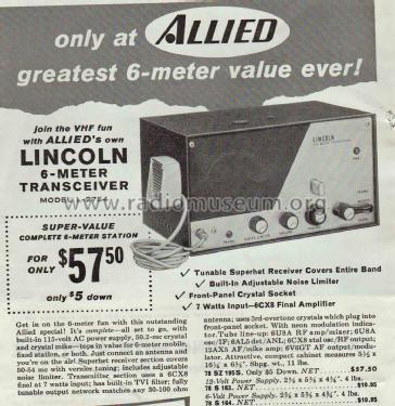 6-Meter Transceiver L-2754; Lincoln Radio (ID = 2056708) Amat TRX