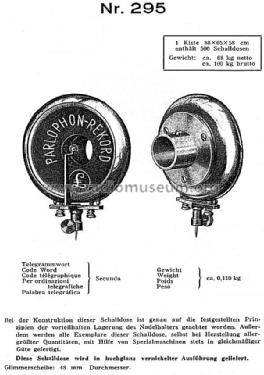 Parlophon-Rekord 295; Lindström, Carl; (ID = 3072016) Microphone/PU