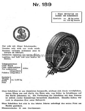 Parlophon Schalldose 189; Lindström, Carl; (ID = 3071690) Microphone/PU