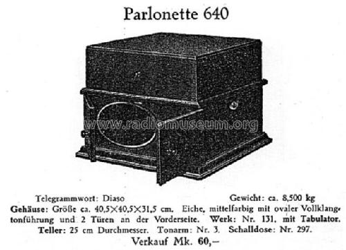 Salon Grammophon Parlophon Parlonette 640; Lindström, Carl; (ID = 3055815) TalkingM