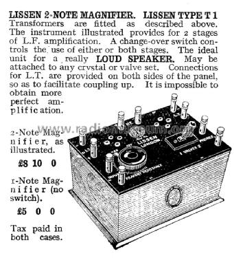 2-Note Magnifier ; Lissen Ltd.; London (ID = 1095066) Ampl/Mixer