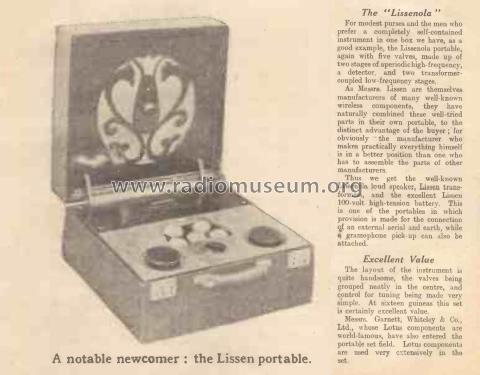 Lissenola 5 valve portable ; Lissen Ltd.; London (ID = 2840650) Radio