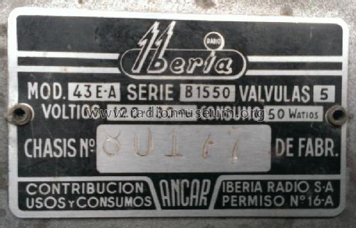43E-A Serie B1550; Iberia Radio SA; (ID = 1821629) Radio