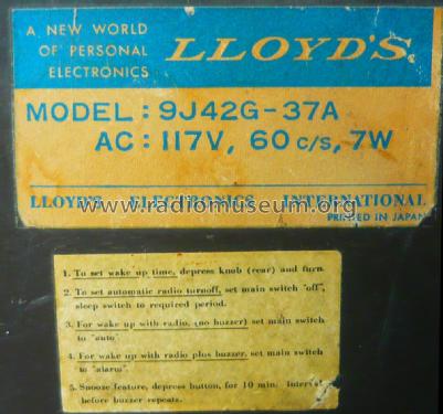 Solid State 2 Speaker Clock Radio 9J42G-37A; Lloyd's Electronics; (ID = 1938879) Radio