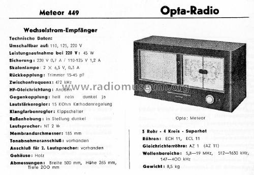 Meteor 449W; Loewe-Opta; (ID = 2156942) Radio