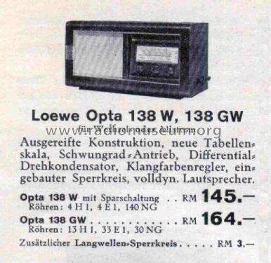 Opta 138GW; Loewe-Opta; (ID = 2817427) Radio