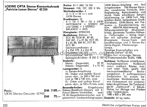 Patricia-Luxus-Stereo 42 234 Ch= 42837; Loewe-Opta; (ID = 2930680) Radio