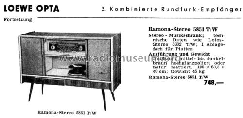 Ramona-Stereo 5851T/W 5762W; Loewe-Opta; (ID = 2999169) Radio