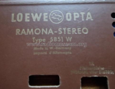 Ramona-Stereo 5851T/W 5762W; Loewe-Opta; (ID = 2999176) Radio