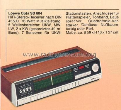 SD604 55276; Loewe-Opta; (ID = 1759897) Radio