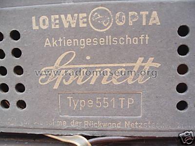 Spinett 551TP; Loewe-Opta; (ID = 451882) Radio