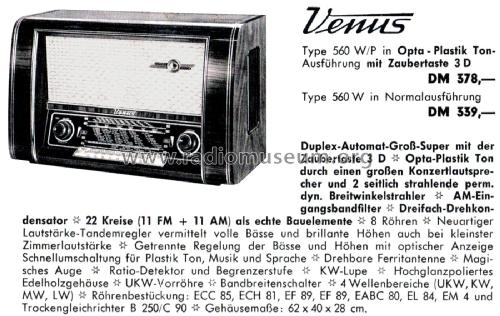 Venus Plastik 560W ; Loewe-Opta; (ID = 2575401) Radio