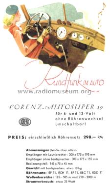 Autosuper 39; Lorenz; Berlin, (ID = 1033784) Car Radio