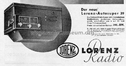 Autosuper 39; Lorenz; Berlin, (ID = 29822) Car Radio