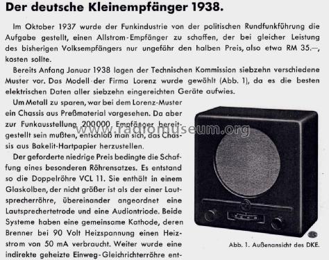 Deutscher Kleinempfänger 1938 DKE38; Lorenz; Berlin, (ID = 3096062) Radio