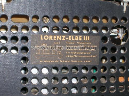 Elbe lll ; Lorenz; Berlin, (ID = 2876583) Radio