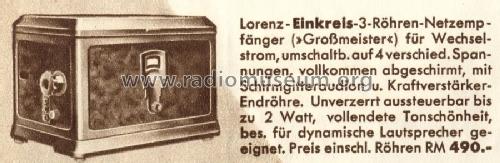 Grossmeister EKrE330W; Lorenz; Berlin, (ID = 1268212) Radio