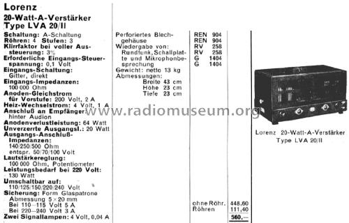 LVA20/II; Lorenz; Berlin, (ID = 2679793) Ampl/Mixer