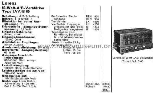 LVA/B60; Lorenz; Berlin, (ID = 2679904) Ampl/Mixer