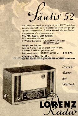 Säntis 52K 3157W; Lorenz; Berlin, (ID = 31086) Radio