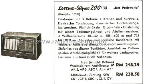 Super 200ET-38GW; Lorenz; Berlin, (ID = 1389599) Radio