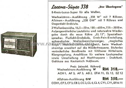 Super 338W; Lorenz; Berlin, (ID = 1389602) Radio