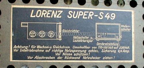 Super S49 ; Lorenz; Berlin, (ID = 63360) Radio