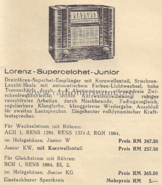 Supercelohet Junior KW ; Lorenz; Berlin, (ID = 1341789) Radio