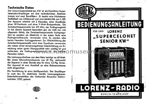 Supercelohet senior KW; Lorenz; Berlin, (ID = 2647749) Radio