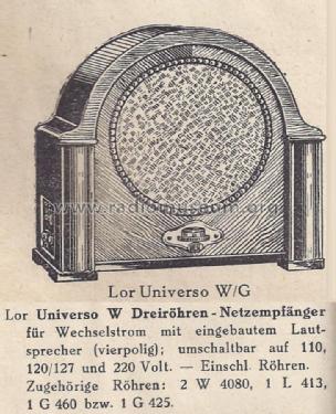 Universo W ; Lorenz; Berlin, (ID = 1508072) Radio