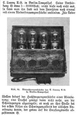 Vier-Rohr-Hochfrequenz-Verstärker HV 4; Lorenz; Berlin, (ID = 1049911) Ampl. RF