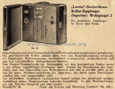 Weltspiegel 2 ERSW629; Lorenz; Berlin, (ID = 1365741) Radio